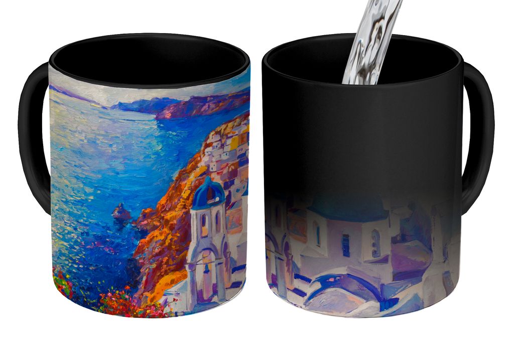 KitchenYeah Zauber Tasse Zaubertasse Magic Malerei - Griechenland - Wasser - Öl 350 ml Farbwechsel Becher Geschenk Geschenkidee - Magic-Tasse - ...
