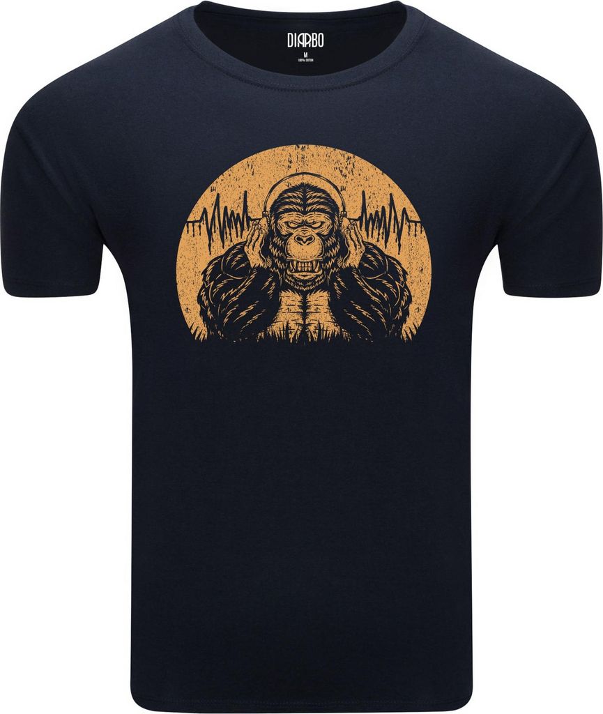 Diarbo Herren T-Shirt mit Lustiger Druck Gorilla Tune Dunkelblau Gr.M