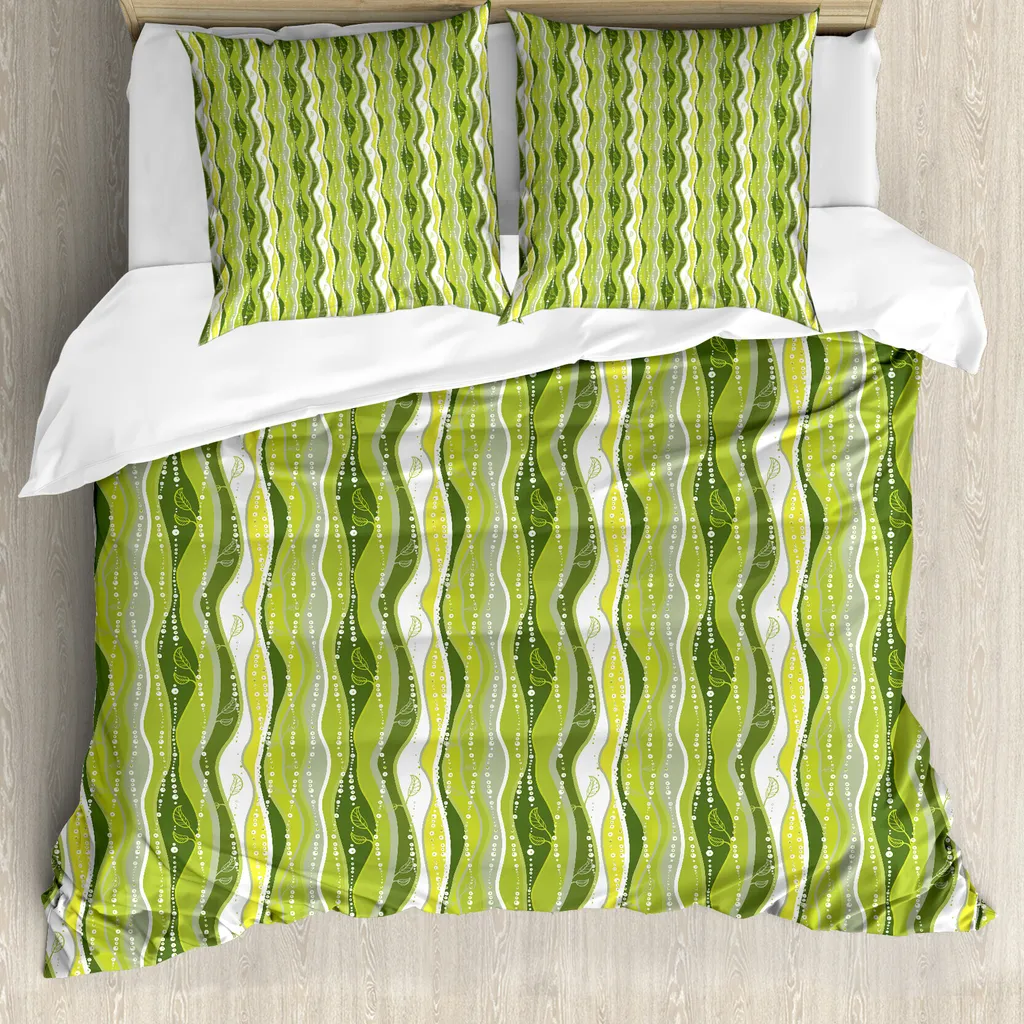 Set Letto ABAKUHAUS Verde Linee Digitali - Design Antiacaro 155x220