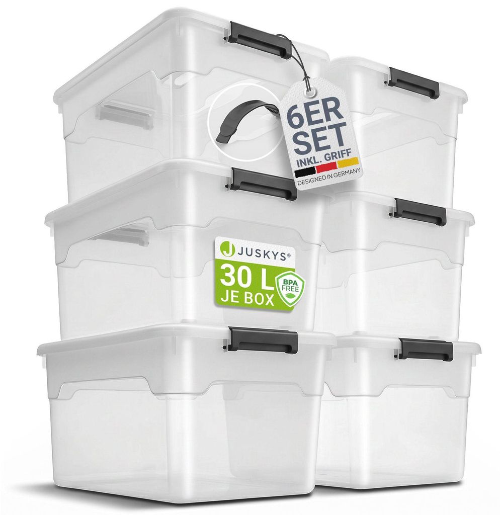 Juskys Aufbewahrungsbox mit Deckel - 6er Set Kunststoff Produktbild 