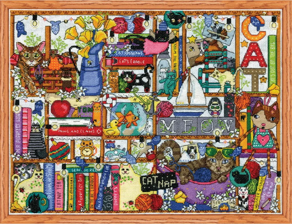 Kit broderie point de croix facile à suivre Pattes et Griffes 30x40cm