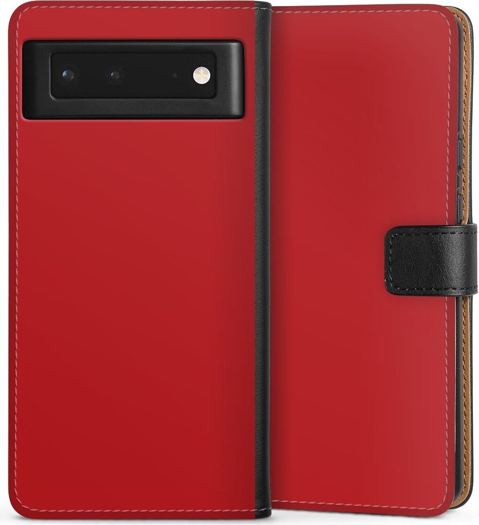 DeinDesign Klapphülle für Google Pixel 6 Handytasche Lederhülle Tasche Farbe Rot einfarbig