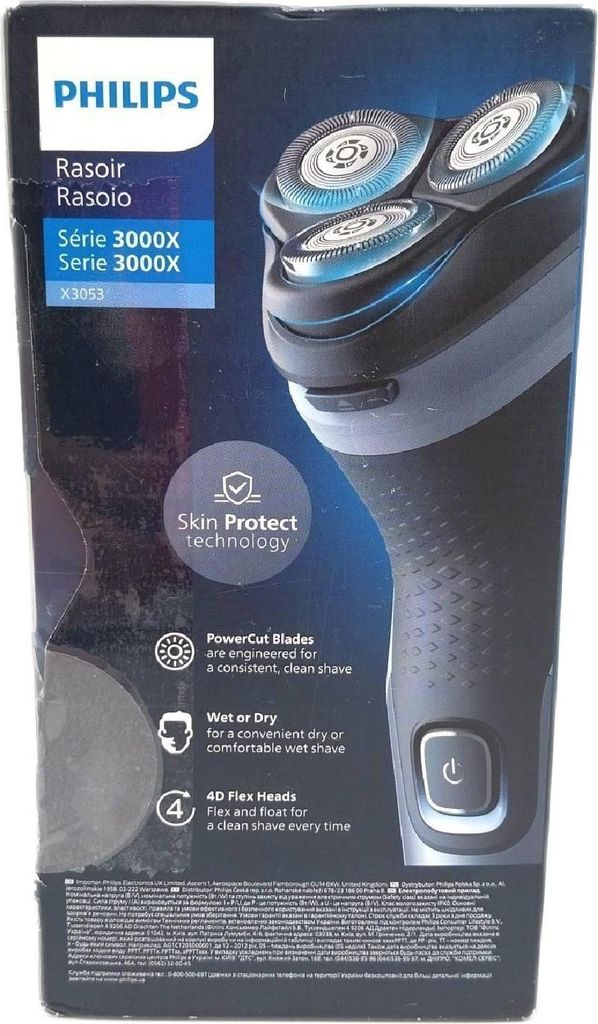 Philips X3053/00, Golarka rotacyjna, Niebieski, PowerCut Zdjęcie produktu 