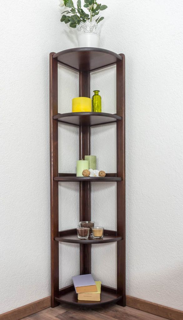 Standregal, 30 cm breit, Kiefer Holz-Massiv, Farbe: Nuss