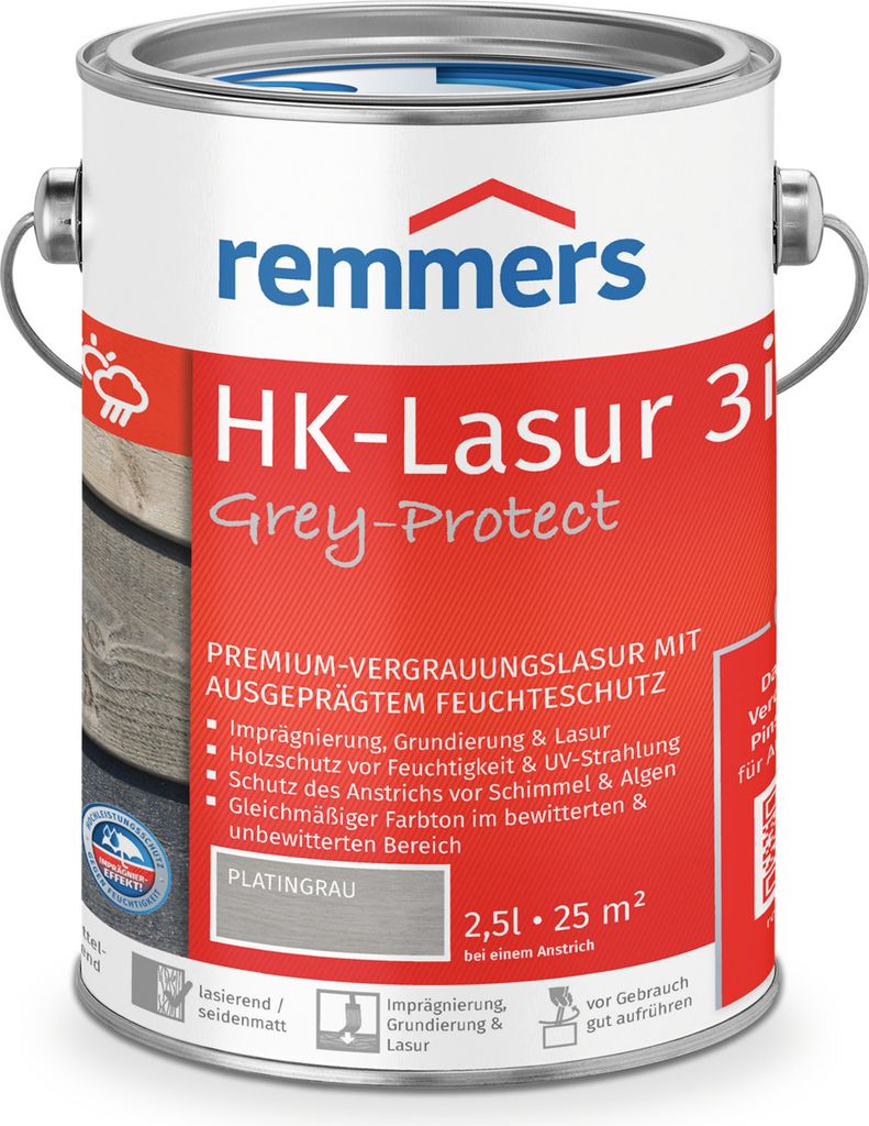 Remmers HK-Lasur grey protect platingrau 2,5 l Zdjęcie produktu 