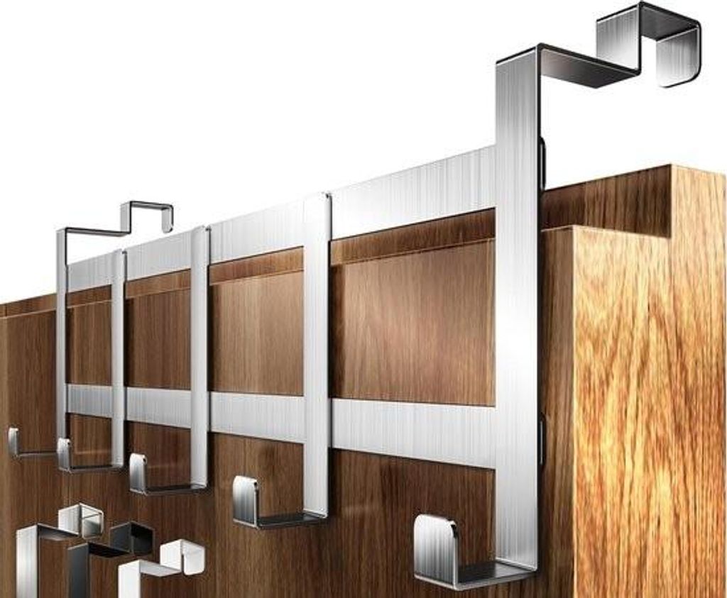 Türgarderobe zum Aufhängen – Edelstahl – Türgarderobe für die Türrückseite – rutschfeste Filzgleiter – platzsparende Türhaken als Kl...