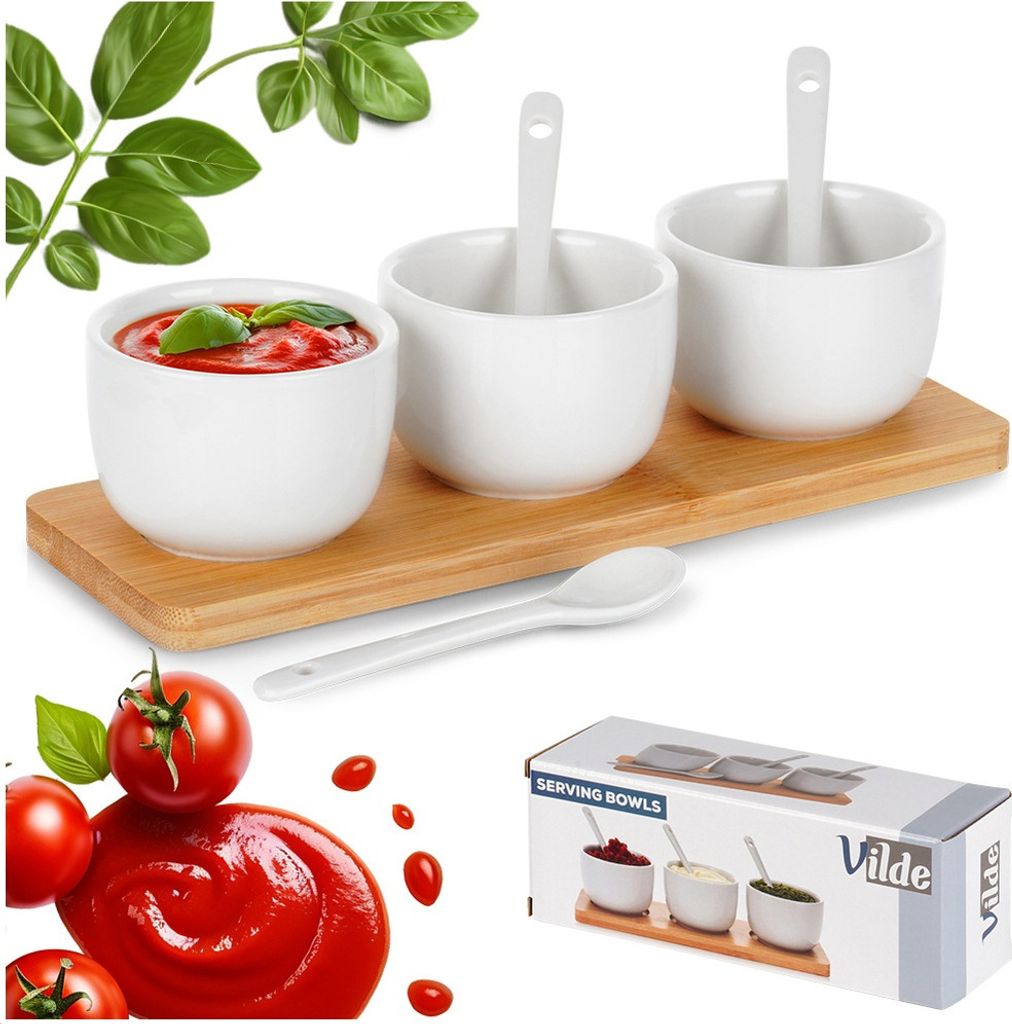 Vilde Snackschälchen Snackschüssel Dipschälchen Schälchen für Snacks aus Keramik weiß 90 ml 7-tlg.