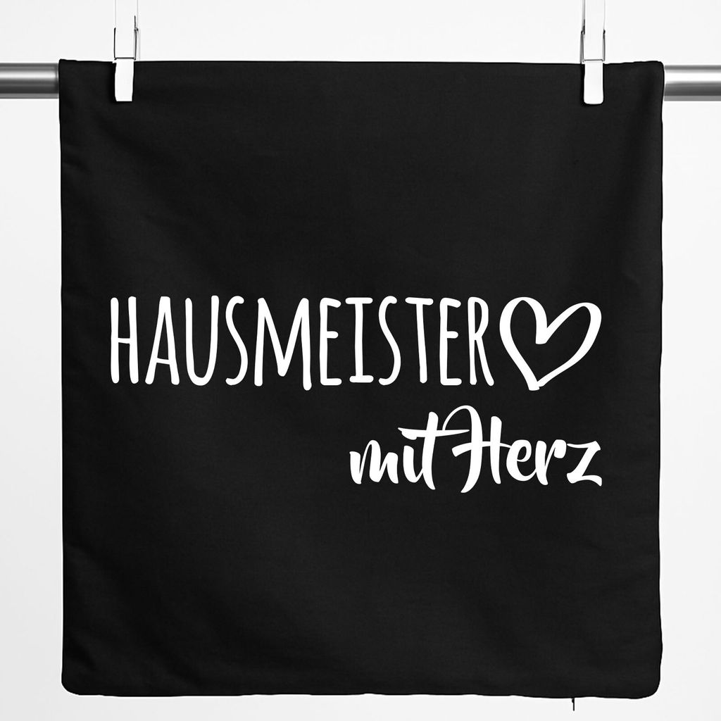 Huuraa Kissenbezug Hausmeister mit Herz 40x40cm Black Produktbild 