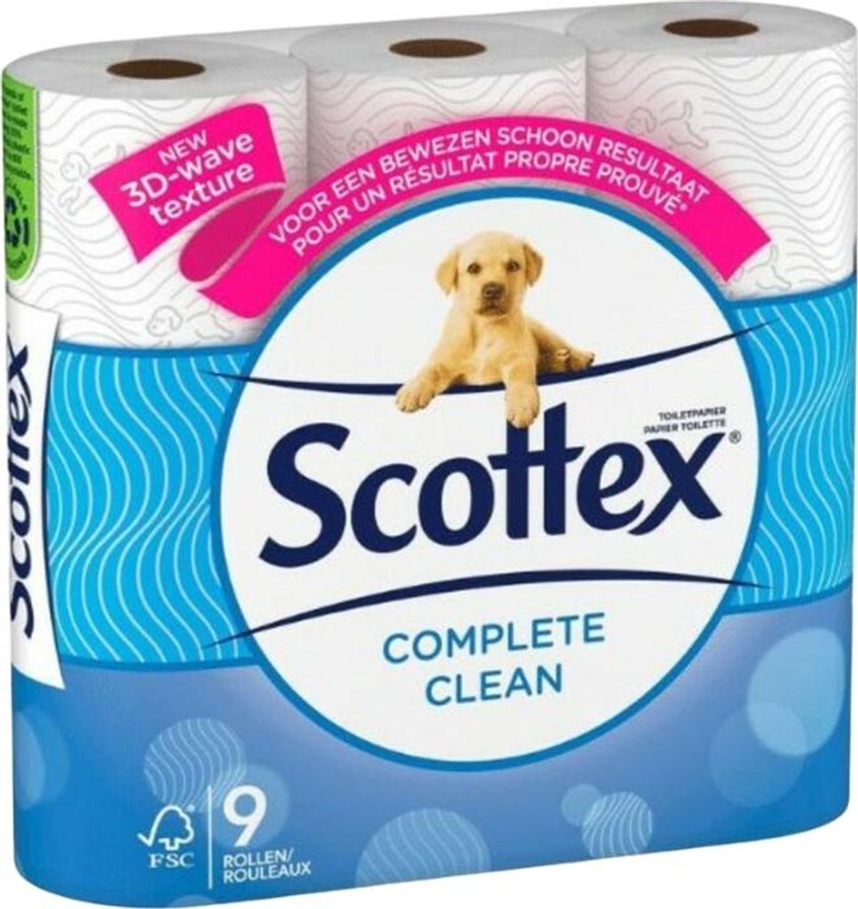 Page Scottex – Toilettenpapier – Complete Clean 2-lagig – 9 Rollen - 1 Stück