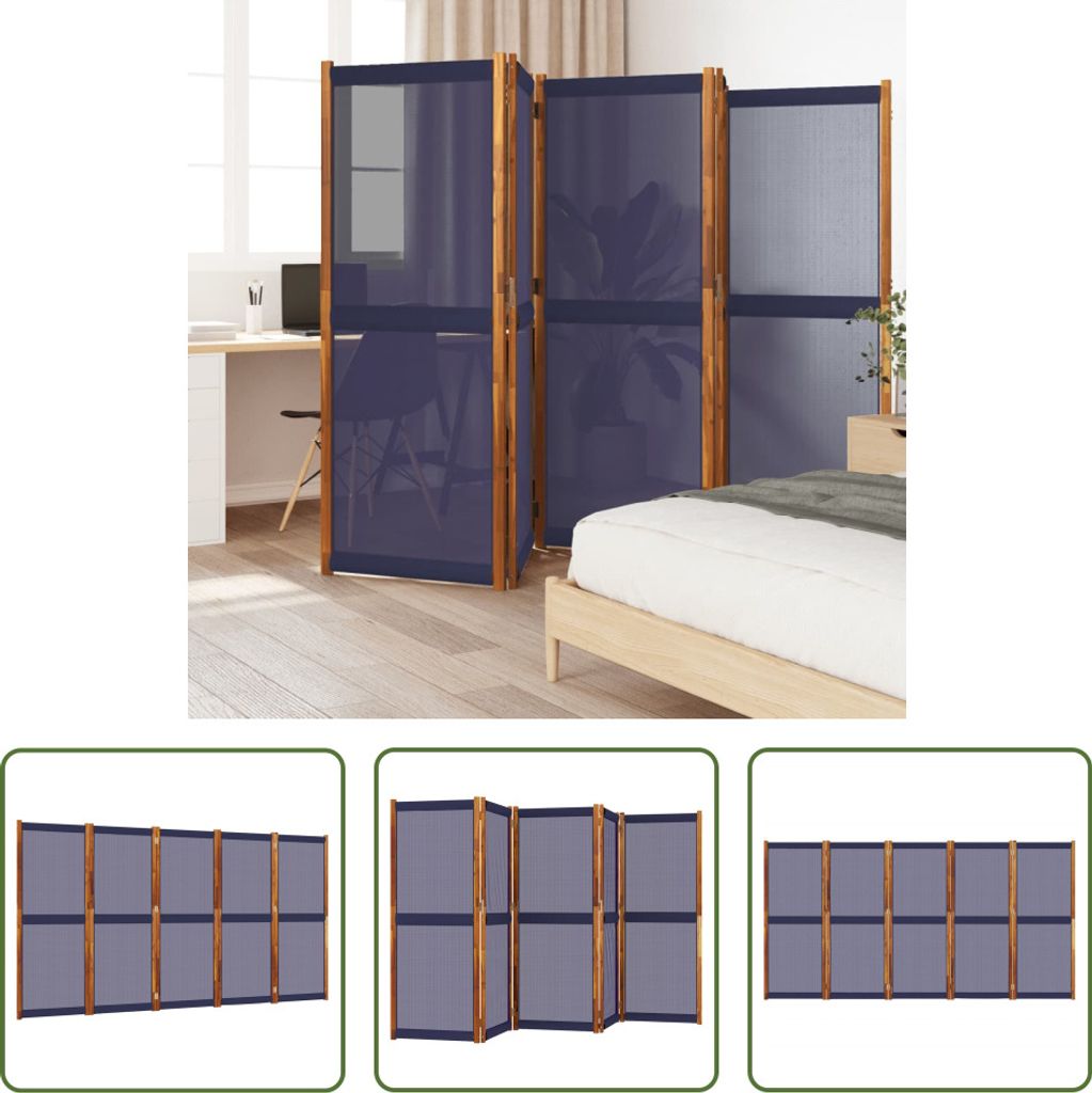 The Living Store 5-tlg. Paravent Dunkelblau 350x180 cm