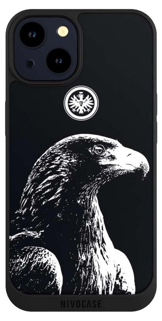 NIVOCASE Handyhülle für Apple iPhone 14 Hülle NIVOpure Case Schwarz Eintracht Frankfurt Offizielles Lizenzprodukt Attila