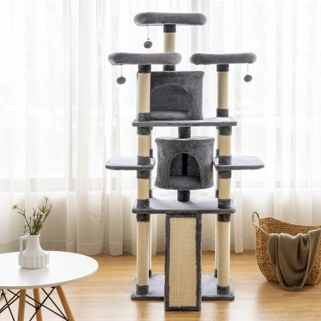 Arbre à chat géant 170 cm multifonction avec cachette et hamac moelleux - 2