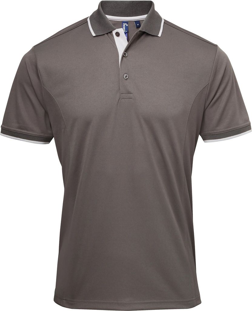 Premier Herren Kontrast Coolchecker Polo Shirt RW5520 (3XL) (Dunkelgrau/Silber)