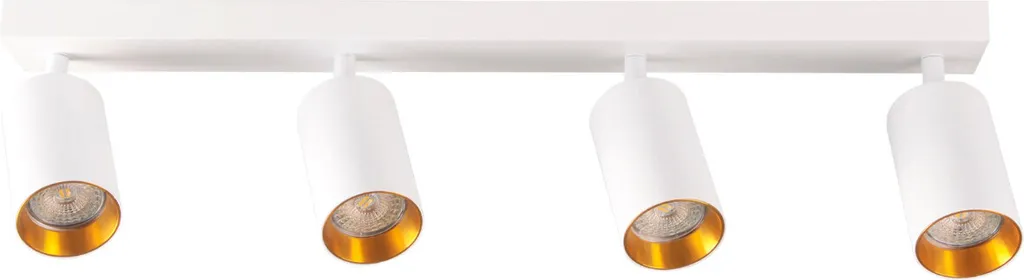 Plafonnier 4 Spots Orientables MARIBEL Blanc et Or - Rampe Lumineuse Design