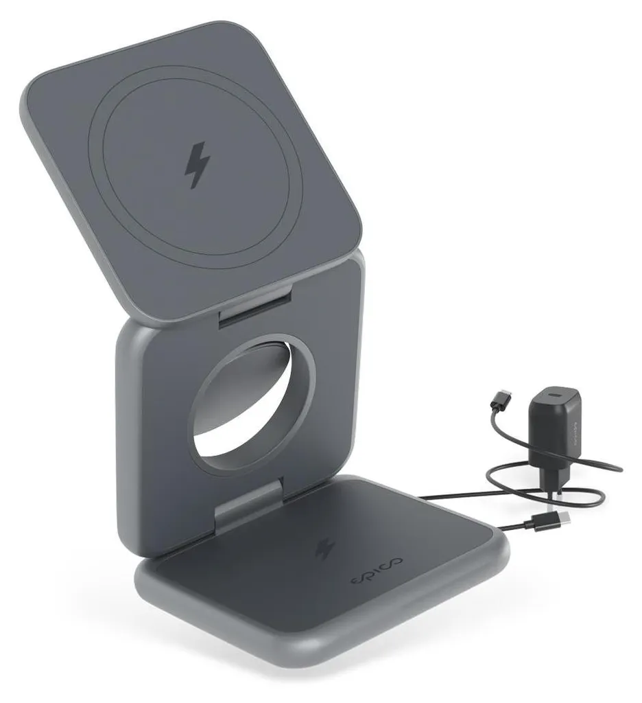 Chargeur MagSafe pliable Epico Mag+ gris espace : fini les câbles cassés