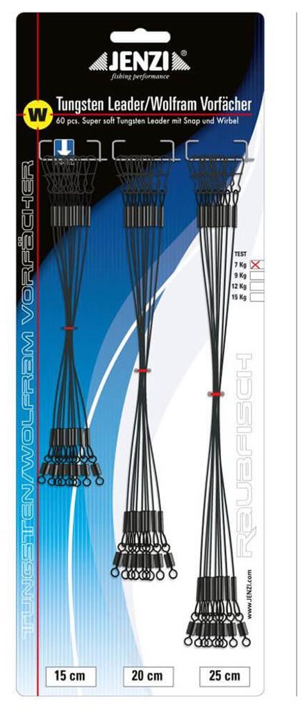 Jenzi Tungsten-Vorfächer Leader mit Karbiner und Wirbel 30Stk 7,0kg