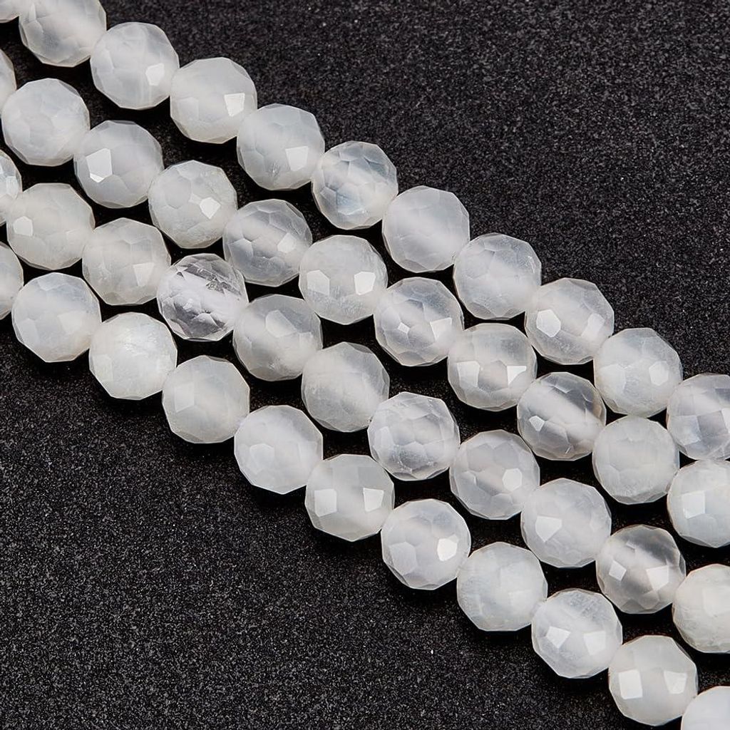 ca. 91 Stück 4mm natürliche facettierte Edelsteinperlen 0.7mm Loch weiße Mondsteinperlen runde Steinperlen lose Edelsteinperlen Energiestein fü...