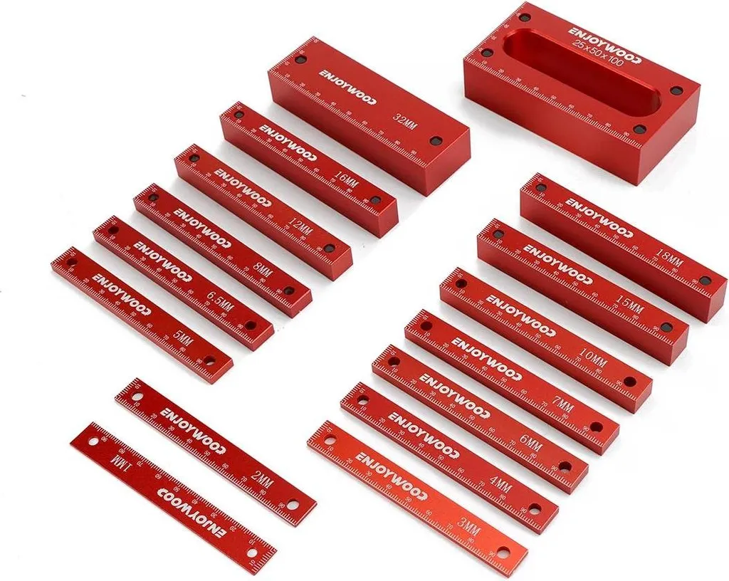 Blocs étalons de précision en métal rouge pour le travail du bois 16pc