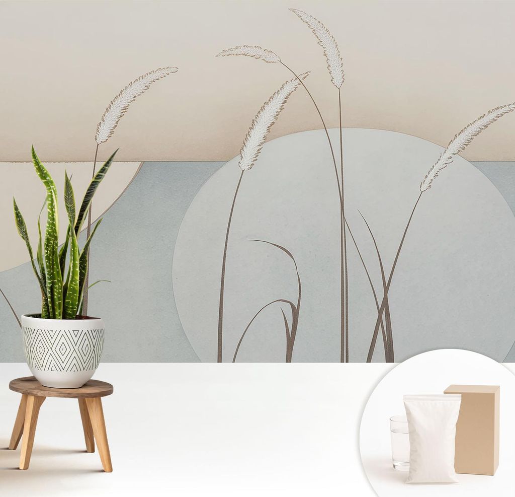 Fototapete - 208x146 cm - Tapete - Wandtapete - Wandbilder - Dekofolie - Tapete Folie - Wand - Dekoration - Wohnzimmer - Sanfte Gräser