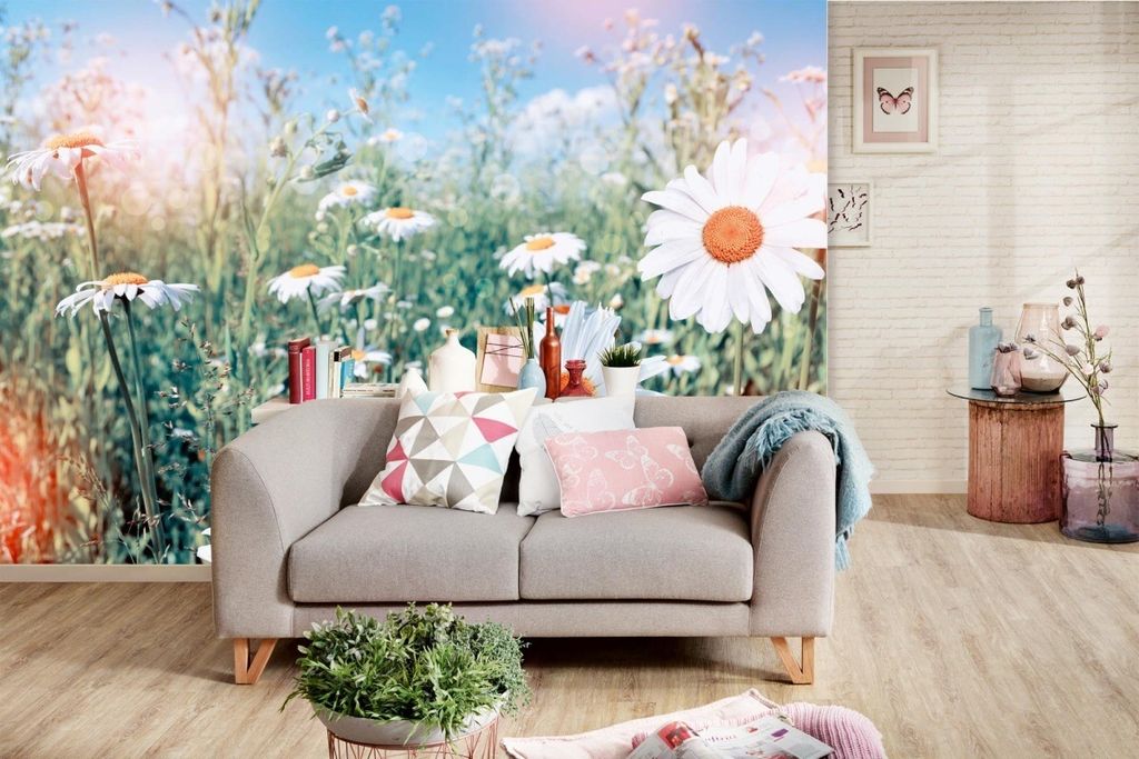 Vlies Fototapete GÄNSEBLÜMCHEN 375 x 250 cm (inkl. Kleister) - Vlies Tapete, Wandtapete, Wandbilder - Tapete für Wohnzimmer Schlafzimmer, Büro,...