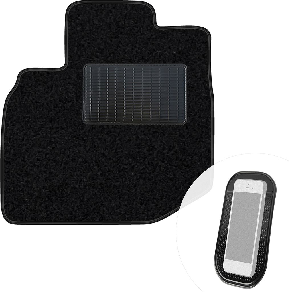 moto-MOLTICO Fahrer Fußmatte Auto Velours Fahrerseite Autoteppiche Schwarz Fahrermatte 1-teilig passend für Honda Jazz II 2007-2014