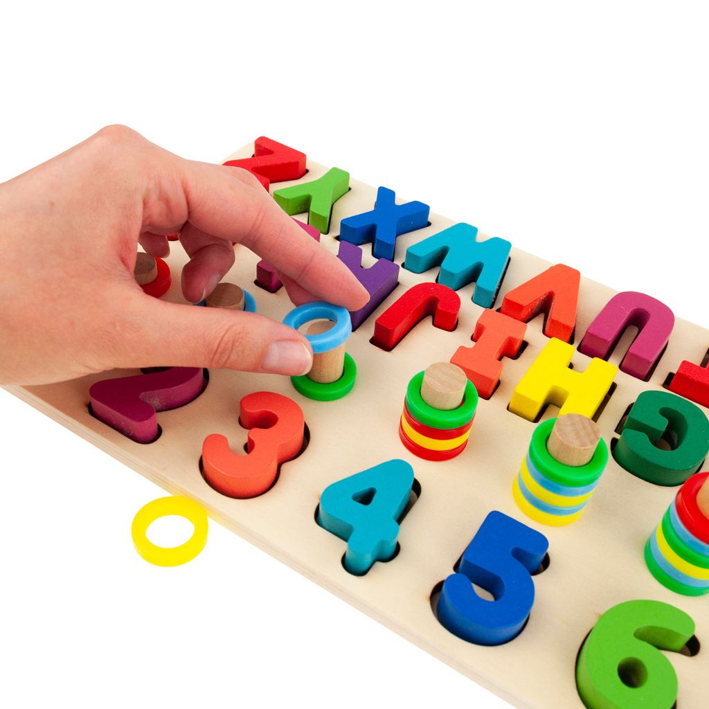 Montessori drevené puzzle abeceda čísla veda Obrázok produktu 6