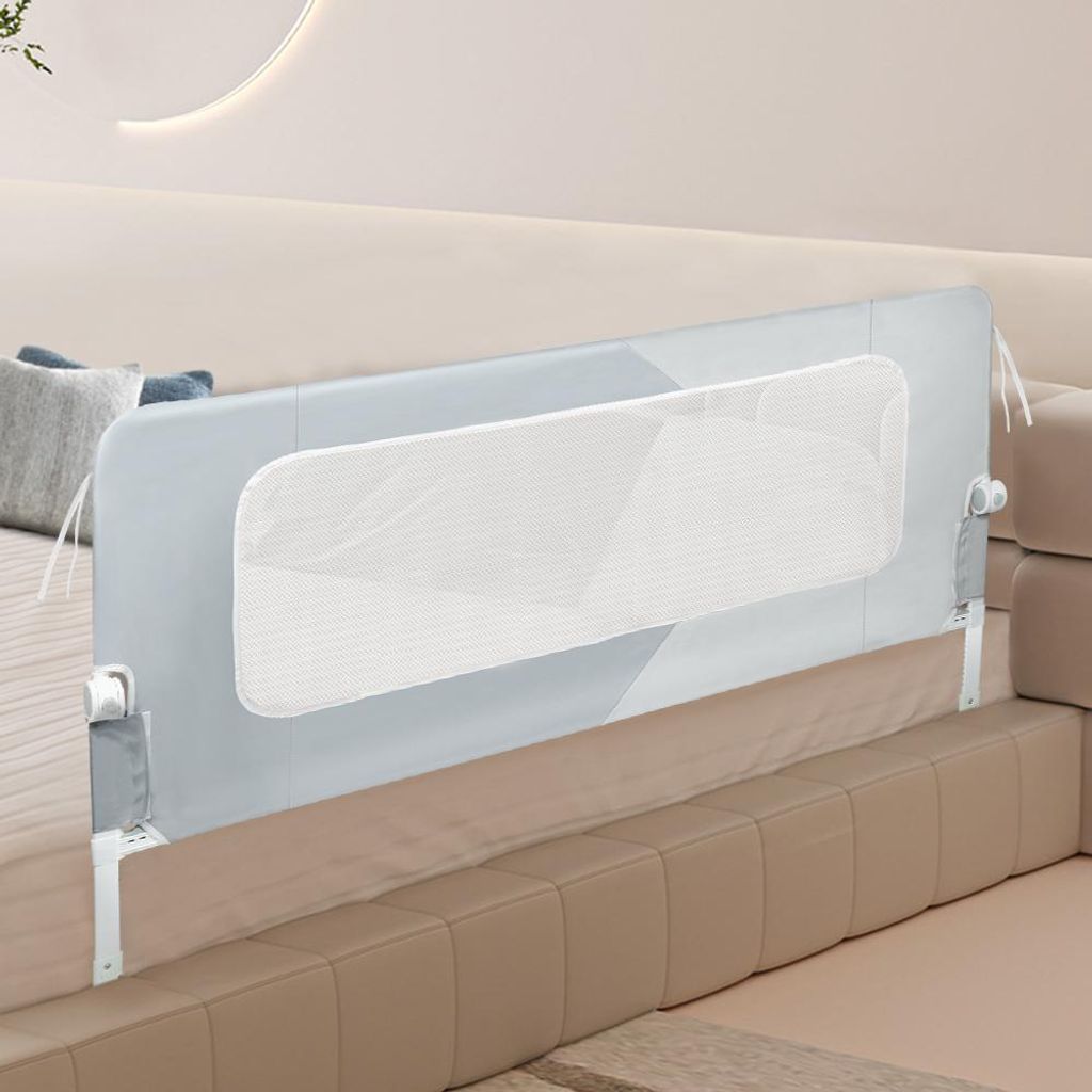 180cm Klappbar Bettgitter Rausfallschutz,Bettschutzgitter Baby,Kinderbettgitter,Rausfallschutz Boxspringbett für Baby & Kleinkinder (Kein Lochen n...