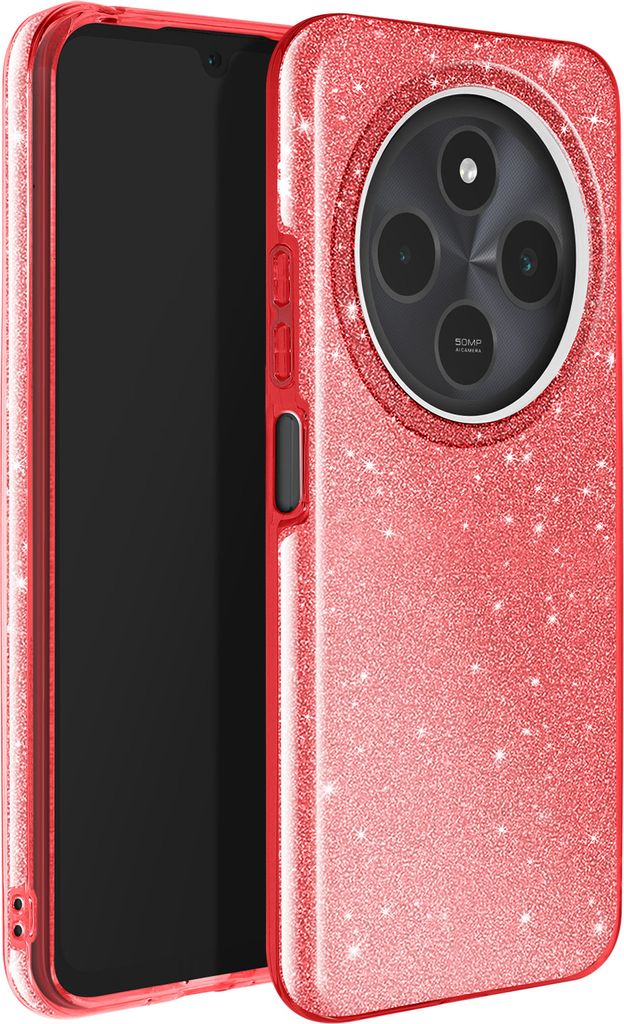 Avizar, Glitzerhülle für Xiaomi Redmi 14C Stoßfest Funkelnd, Rot