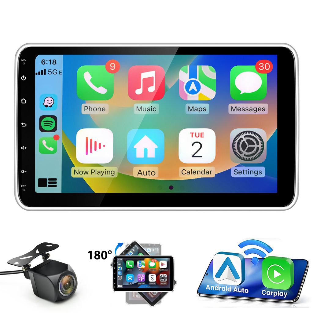 4+64G 10” Android 13 360° Obrotowy ekran Carplay DAB+ 1DIN Zdjęcie produktu 
