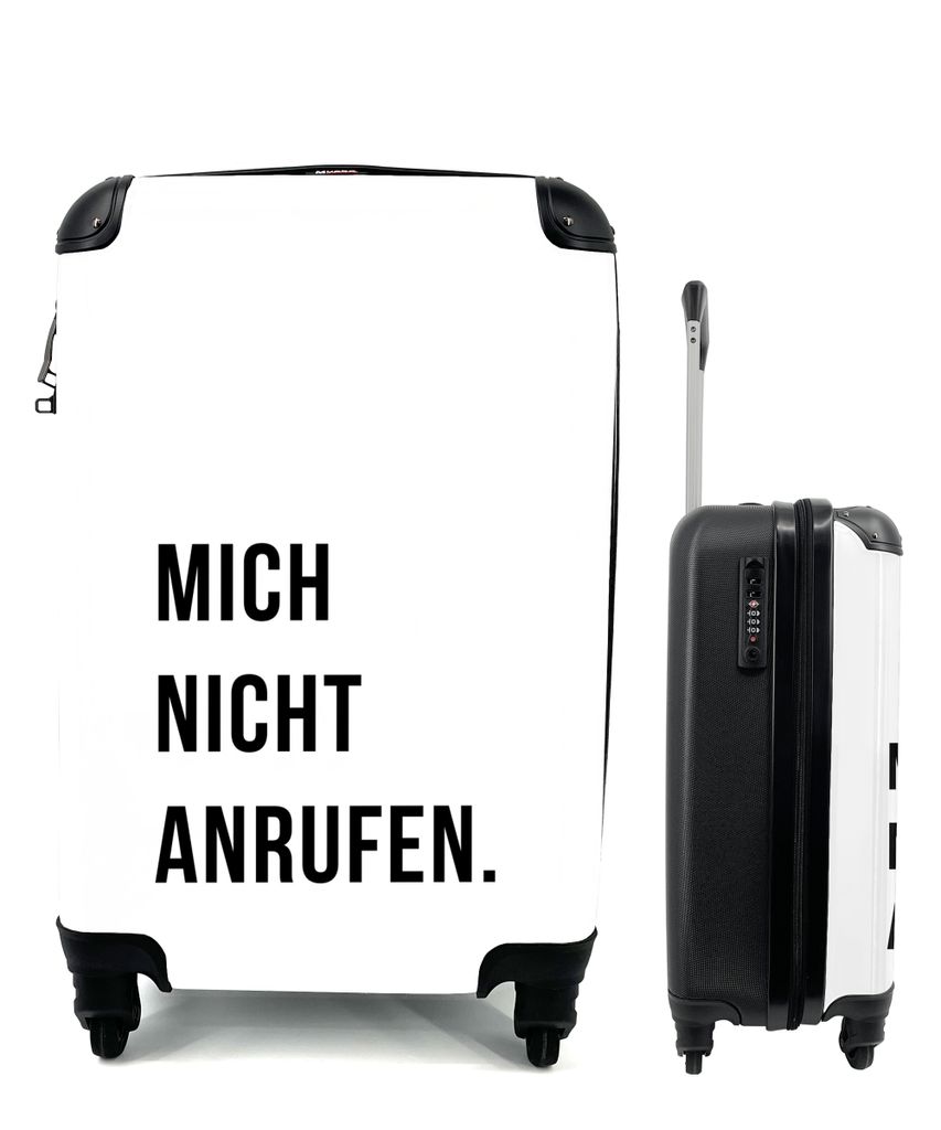 MuchoWow Koffer Handgepäck Trolley Rollkoffer Kleine Reisekoffer mit 4 Rollen - Ich rufe nicht an - Zitate - Weiß - Cabin Size < 55x40x23 cm & ...