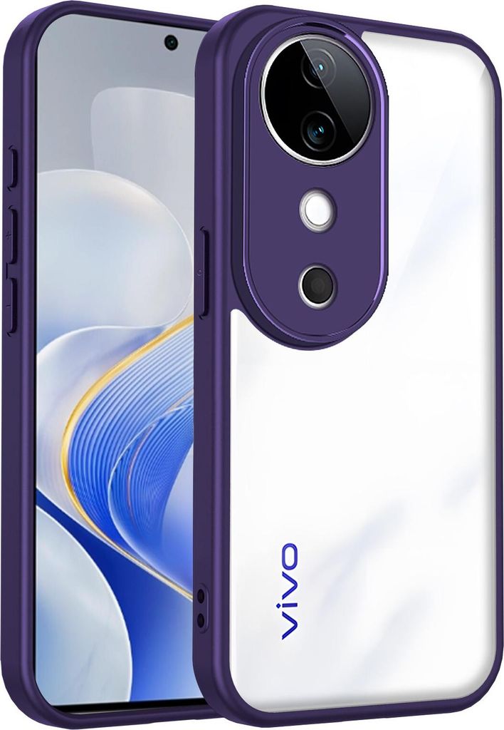 Hülle für Vivo S19 Transparente Rückseite TPU Bumper Stoßfest Handyhülle Lila