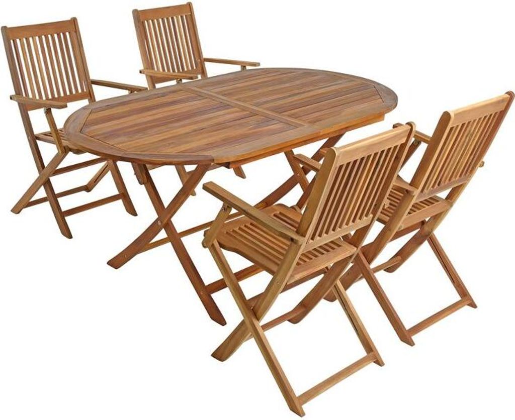 Gartenmöbel Sitzgruppe Gartentisch 4 Stühle mit Armlehnen Gartenset klappbar