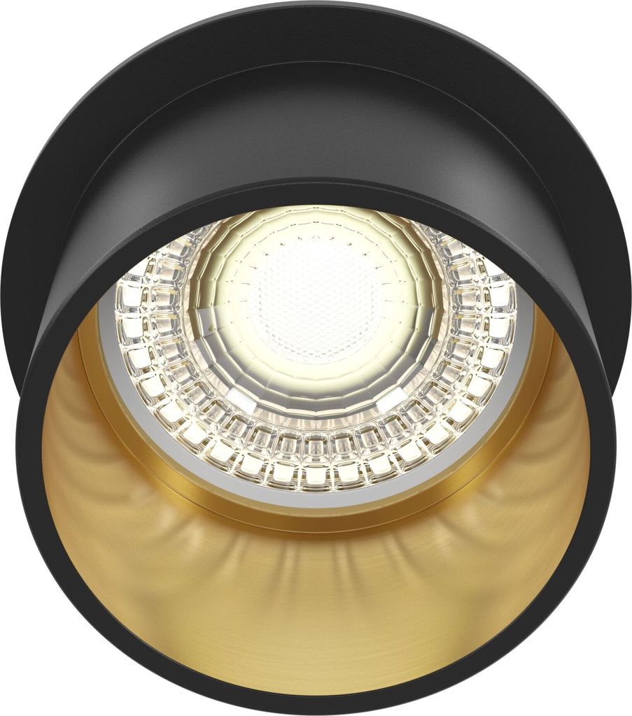 Maytoni Reif Spot Einbauleuchte DL050-01GB - Strahler mit Basic Design 1xGU10, Schwarz mit Gold, aus Aluminum, 50 W, IP20 exkl. Leuchtmittel
