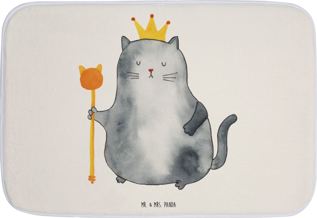 Mr. & Mrs. Panda Badteppich Katze König - Weiß - Geschenk, Produktbild 