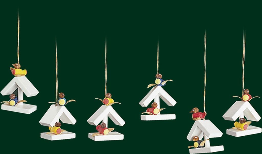 Christbaumschmuck 6 Vogelhäuschen Höhe= 4cm NEU