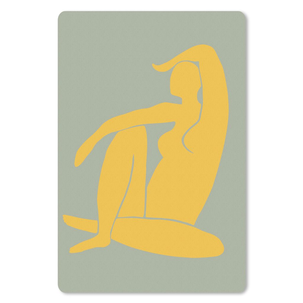 MuchoWow Mauspad Mousepad Frau - Gelb - Grün - Minimalismus - Design 40x60 cm - Mousepads - Maus Mat - Pad - Mausunterlage - Schreibtisch Accesoire