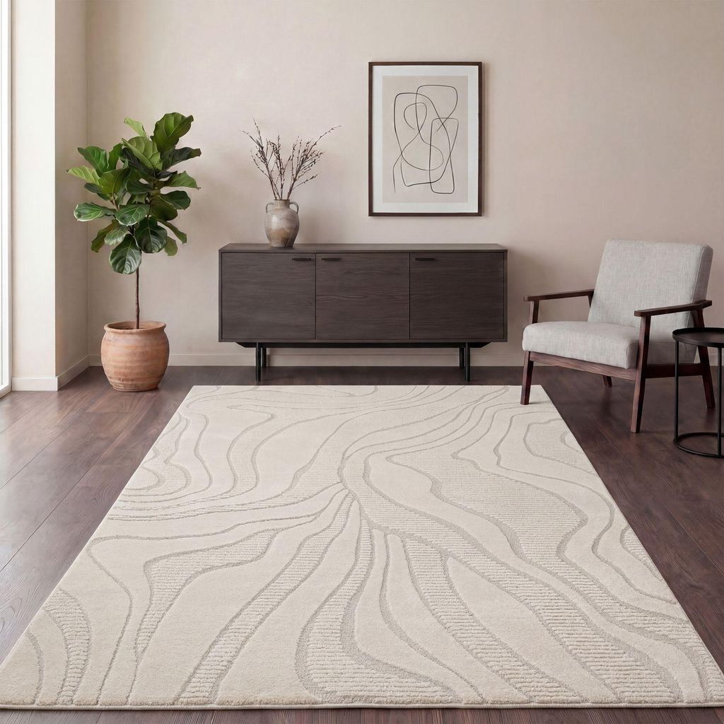 TT Home Wohnzimmer Teppich Esszimmer Kurzflor Japandi Produktbild 