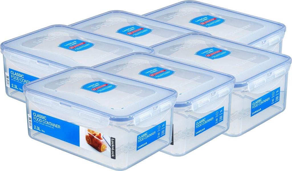 LocknLock 6er SET HPL825 Vorratsdosen - Frischhaltedosen 2,3 Liter - Maße (LxBxH): 232 x 165 x 95 mm - Geeignete Dosen zum Einfrieren und Mikrowel...