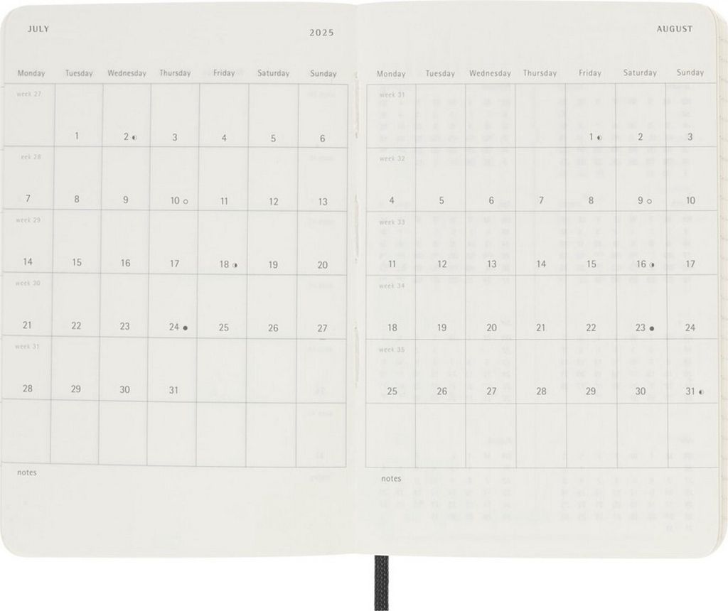 Moleskine 12měsíční týdenní kalendář 2025, kapesní/A6, 1 Wo Obrázek produktu 6