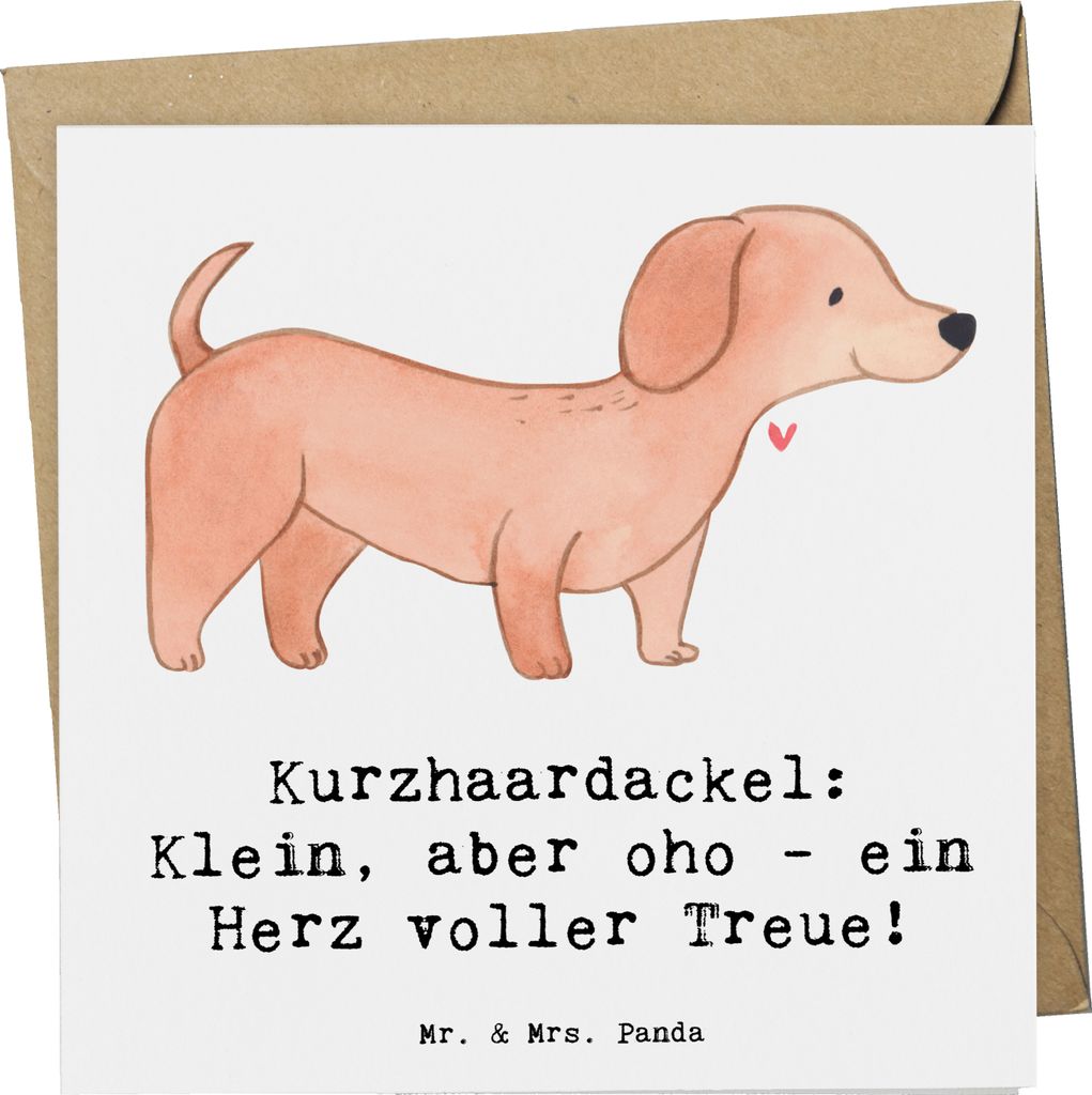 Mr. & Mrs. Panda Glückwunschkarte Kurzhaardackel Herz - Weiß - Geschenk, Hunde, Klappkarte, anlasskarte, Hunderasse, Kurzhaar Dackel, geliebte, G...