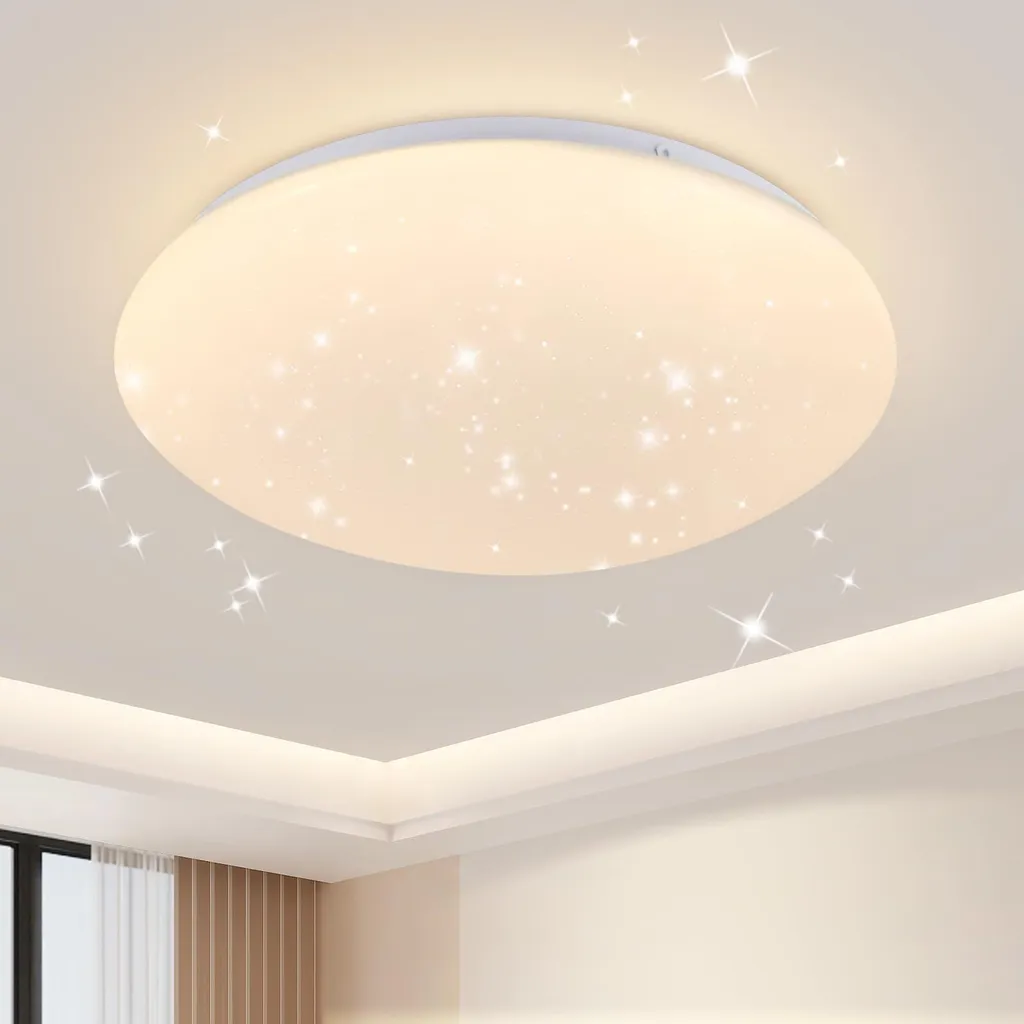 ZMH Plafoniera LED Rotonda Ø25cm 12W 3000K | Minimal Starry Design