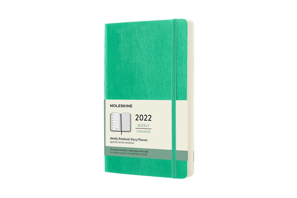 Moleskine 12 Monate Wochen-Notizkalender 2022 - Weicher Einband - Englischer Kalender - 1 Wo = 1 Seite - rechts linierte Seite - Groß (13x21) - Ei...