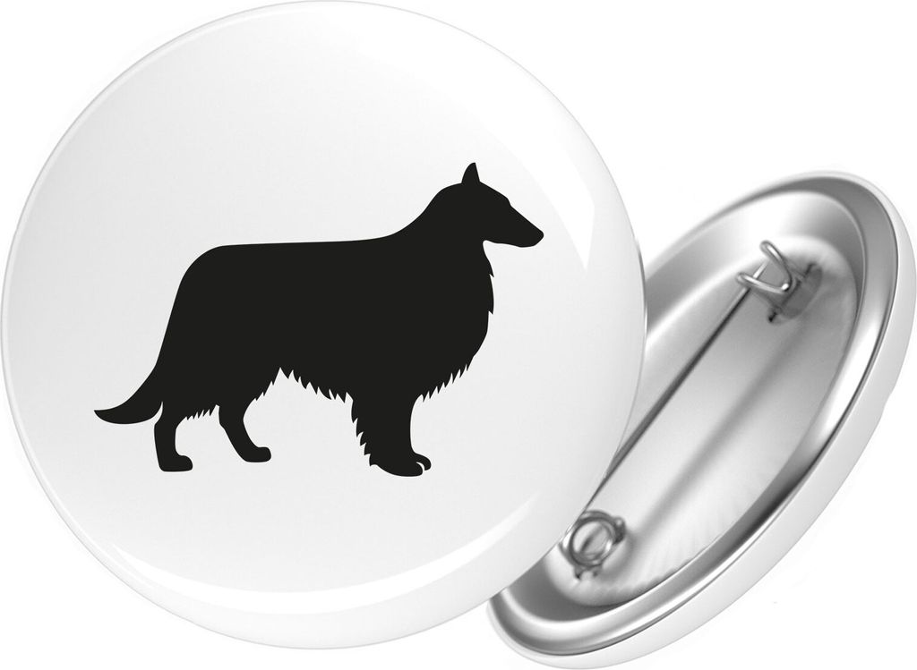 Huuraa Button Collie Sheltie Silhouette 25mm rund mit Sicherheitsnadel Ansteckbutton Geschenkidee