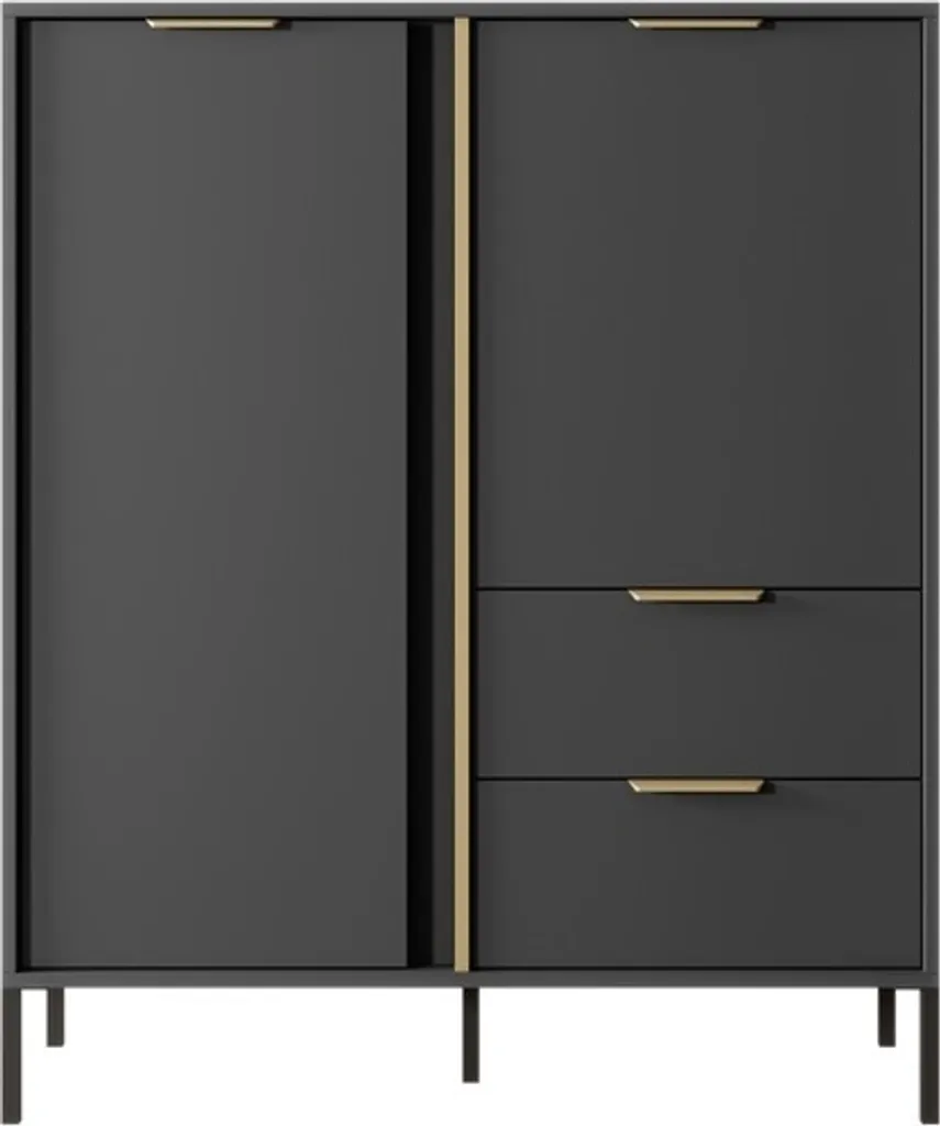 Buffet bas anthracite Daros de 100 cm avec rangements et tiroirs