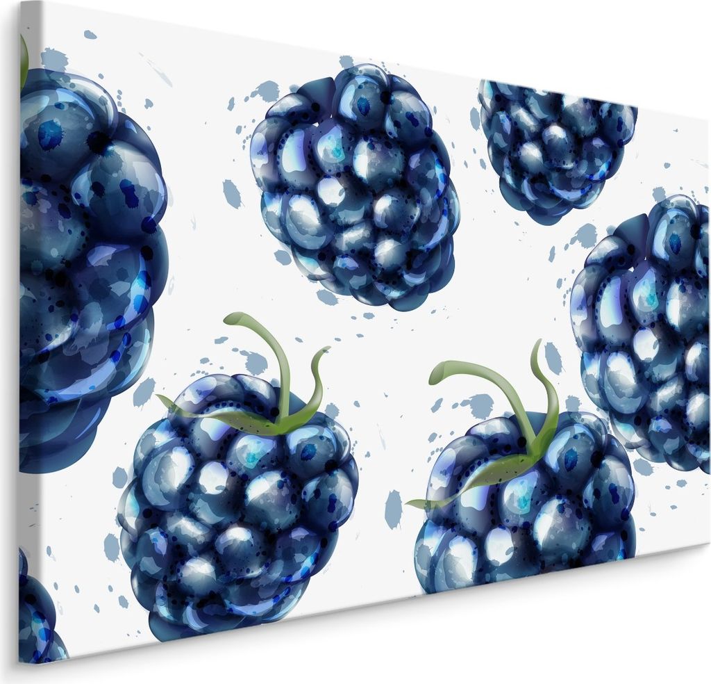 Fabelhafte Canvas LEINWAND BILDER 30x20 cm XXL Kunstdruck Obst Brombeeren Aquarell