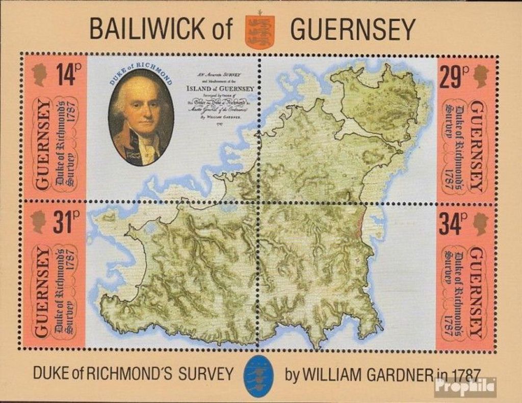 Briefmarken GB - Guernsey 1987 Mi Block4 (kompl. Ausg.) postfrisch Landkarte