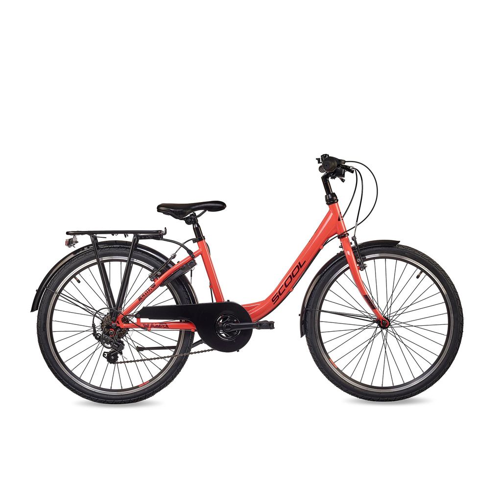 24 Zoll Kinderfahrrad, 6-Gang, Mädchenfahrrad, S’COOL chiX, ab 7–11 Jahre, 130–145 cm, Koralle/Dunkelrot