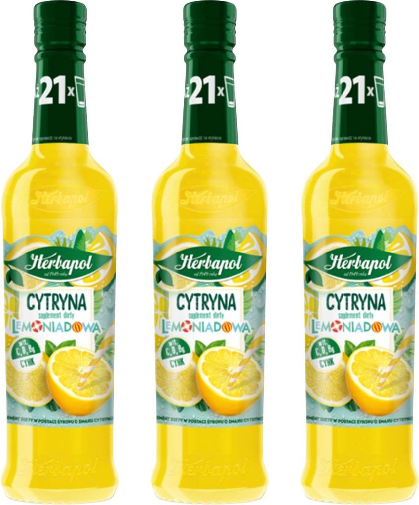 Herbapol Zitrone Limonade Sirup 3x 420ml - Getränkesirup Produktbild 