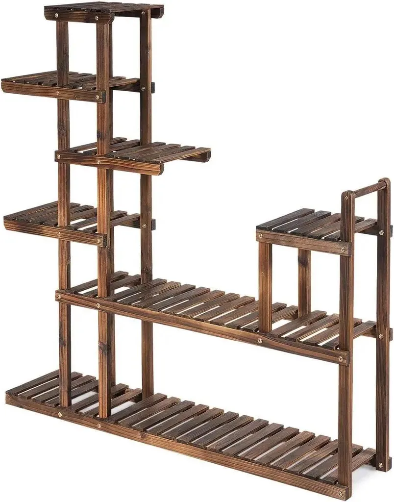 Support pour plantes en bois 7 tablettes escalier fleurs intérieur