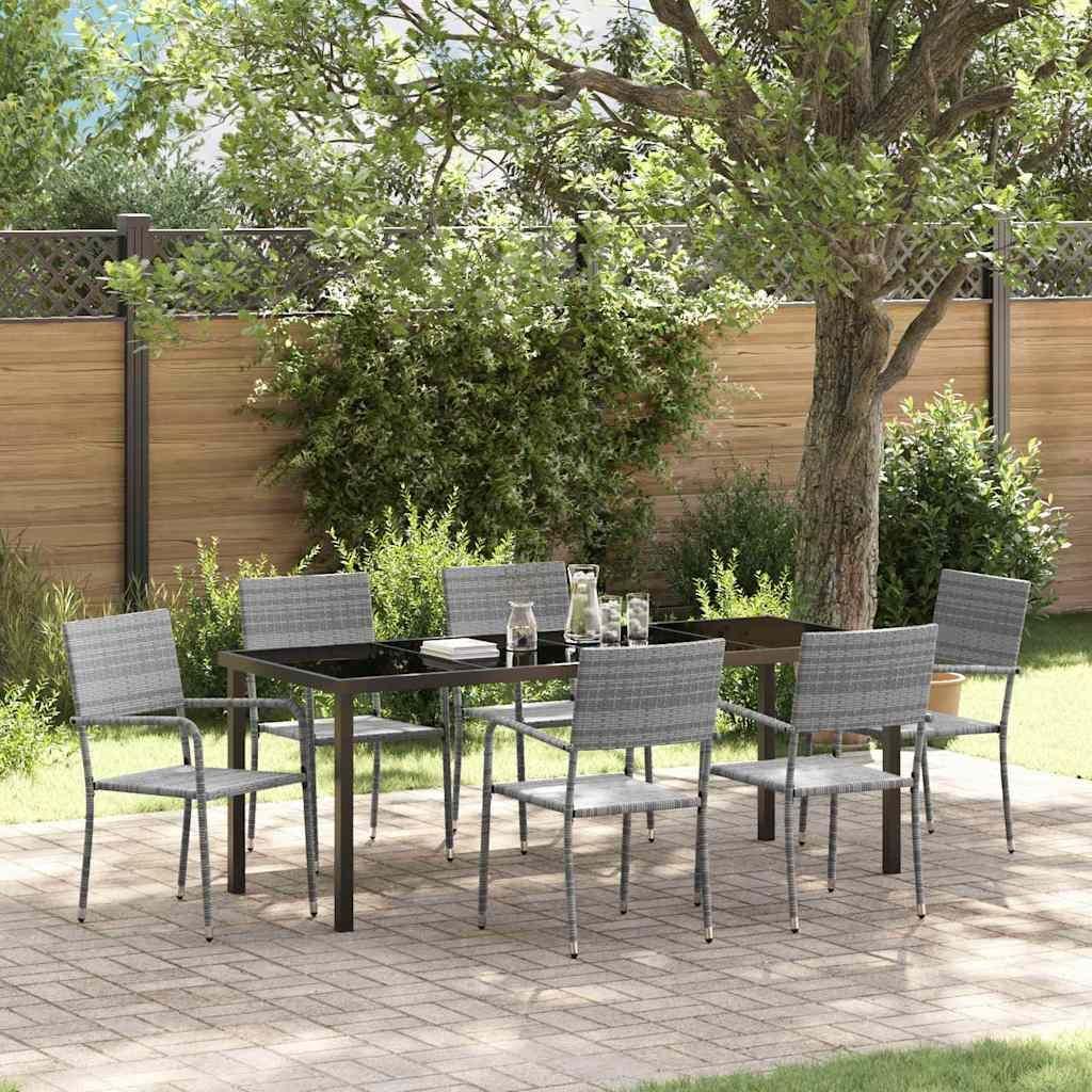 Maison Exclusive - Garten Essgruppe mit Kissen 7 pcs Grau Poly-Rattan